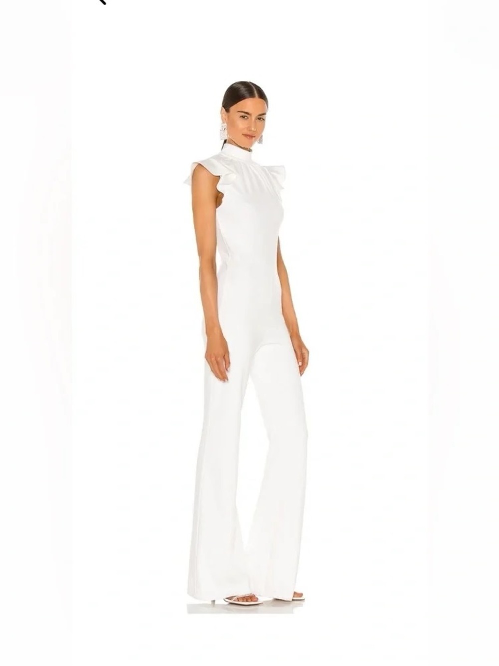 Amanda Uprichard White High-Neck Wide-Leg Jumpsuit